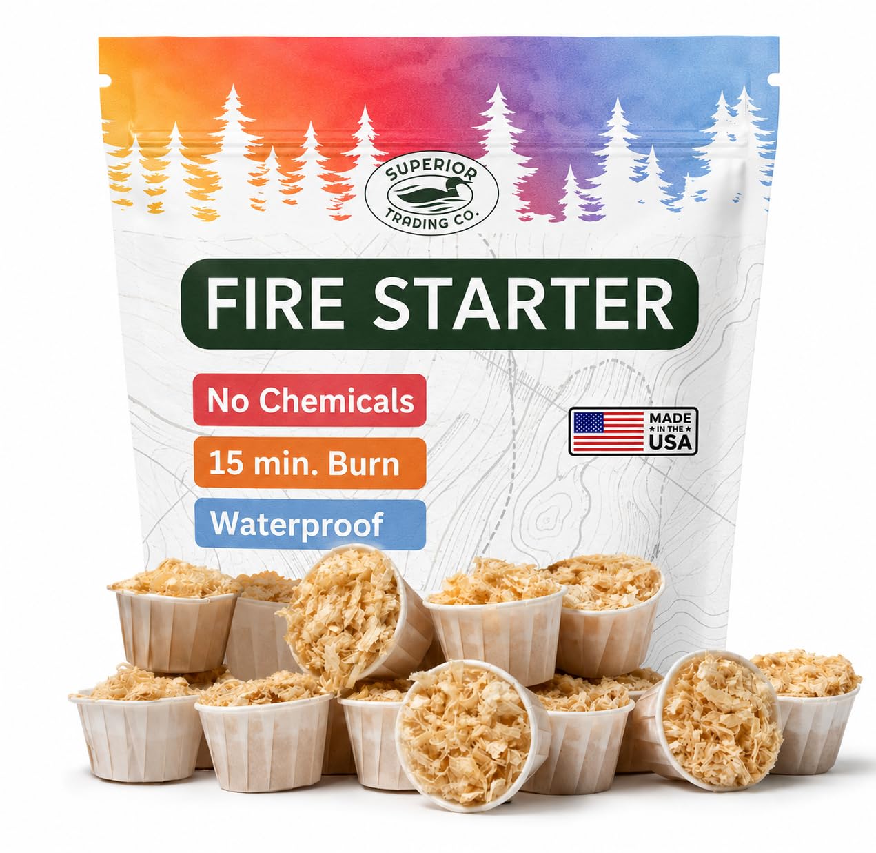 Light-A-Fire - Encendedores de fuego 100 % naturales, 15 a 20 minutos combustión, para barbacoa, fogata, carbón, hoguera y estufa leña o pellets, resistentes al agua, interior exterior, 30 unidades