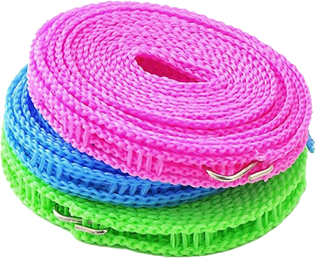 Travel Portable Clothesline Rope Outdoor, 3 Pack Windproof