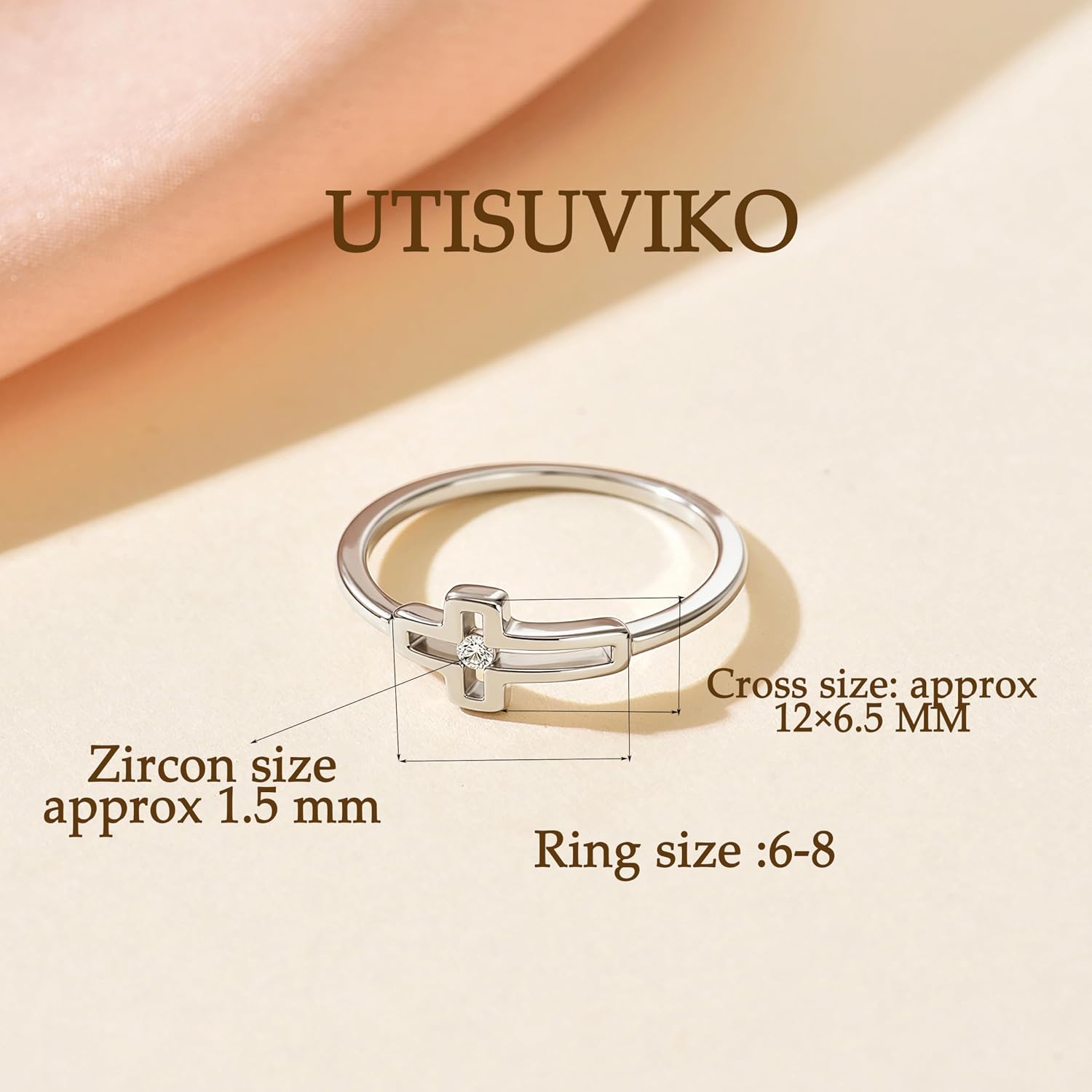 Cross CZ Crystal Ring for Women 925 Sterling Silver Hollow-out Cross Ring Purity Christian Jesus Promise Rings Religious Faith Birthday Wedding Graduation Baptism Jewelry Gifts for Mother Daughter