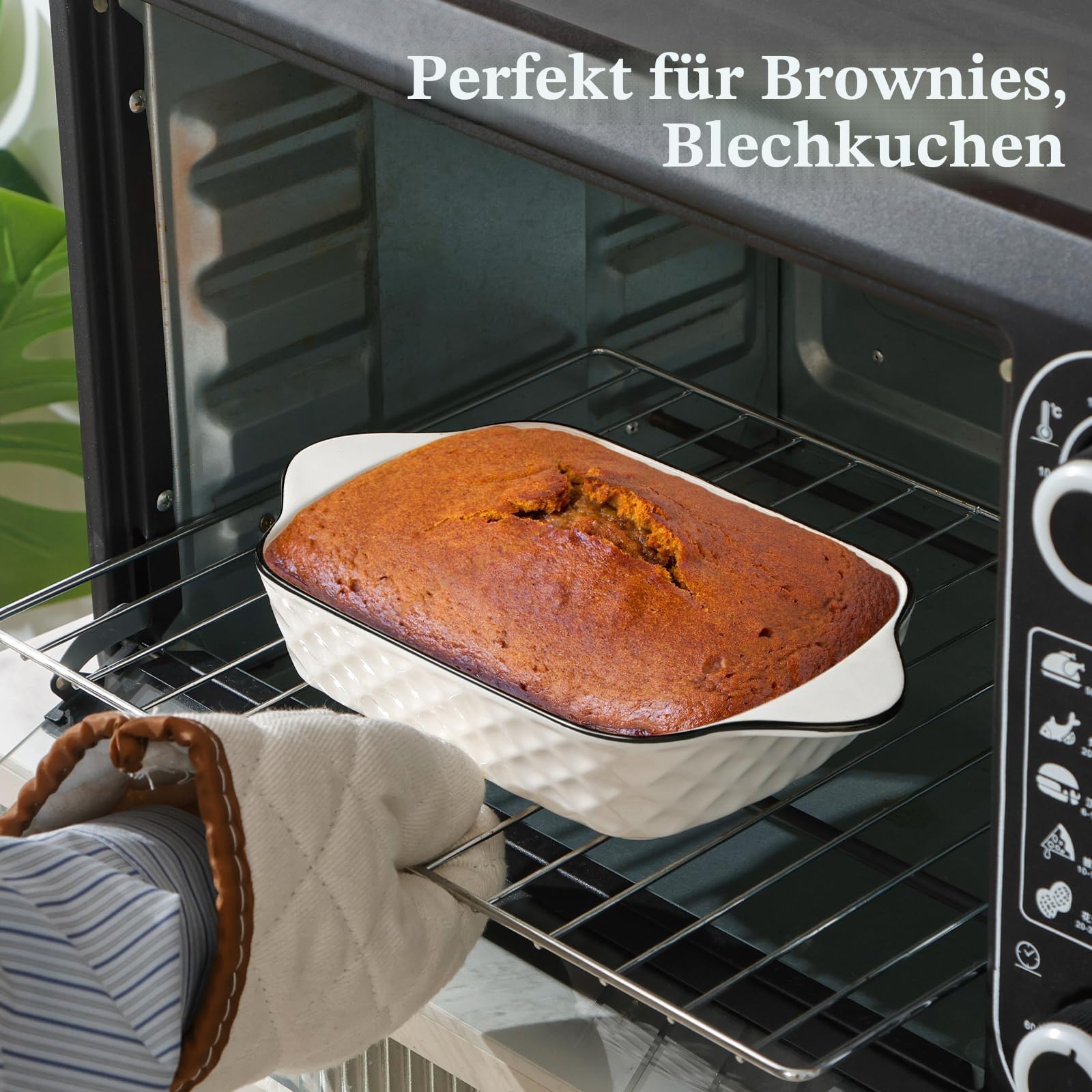 NUTRIUPS 26.5cm Kleine Auflaufformen 4er Set, 1L Rechteckige Lasagneformen, Kleine Keramik Backform, Rechteckige Backformen mit Griffen, Ofenfest & Mikrowellenfest