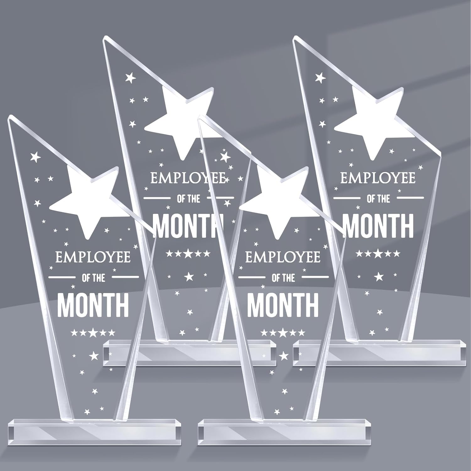 Roowest 2 Pcs Employee of The Month Plaque Trophy Employee Month Appreciation Award Gifts Bulk Coworker Acrylic Trophy Reward Sign Keepsake for Teacher Nurse Colleague Staff Volunteer Team Office