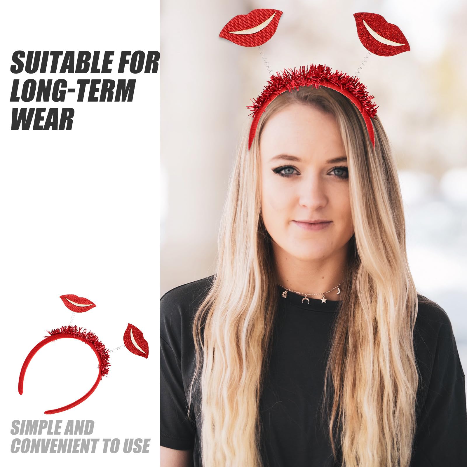 Hemobllo Serre-tête Lèvres Rouges Cupidon, Accessoire Cheveux Saint-valentin, Déguisement Saint-valentin Femme, Soirée Romantique Mariage