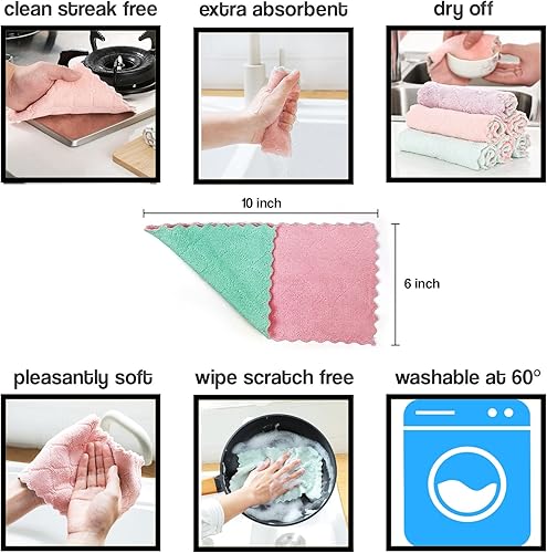 Miniatura 6 de Paño de cocina (paquete de 12) paños de cocina duraderos para todas las superficies, sin pelusas, paños de cocina súper absorbentes, antiadherentes,