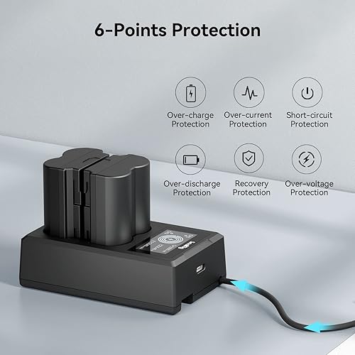 Miniatura 4 de SmallRig Juego de cargador de batería de repuesto para Fujifilm NP-W235, cargador de batería de doble ranura para Fujifilm X-T5, X-T4, VG-XT4,