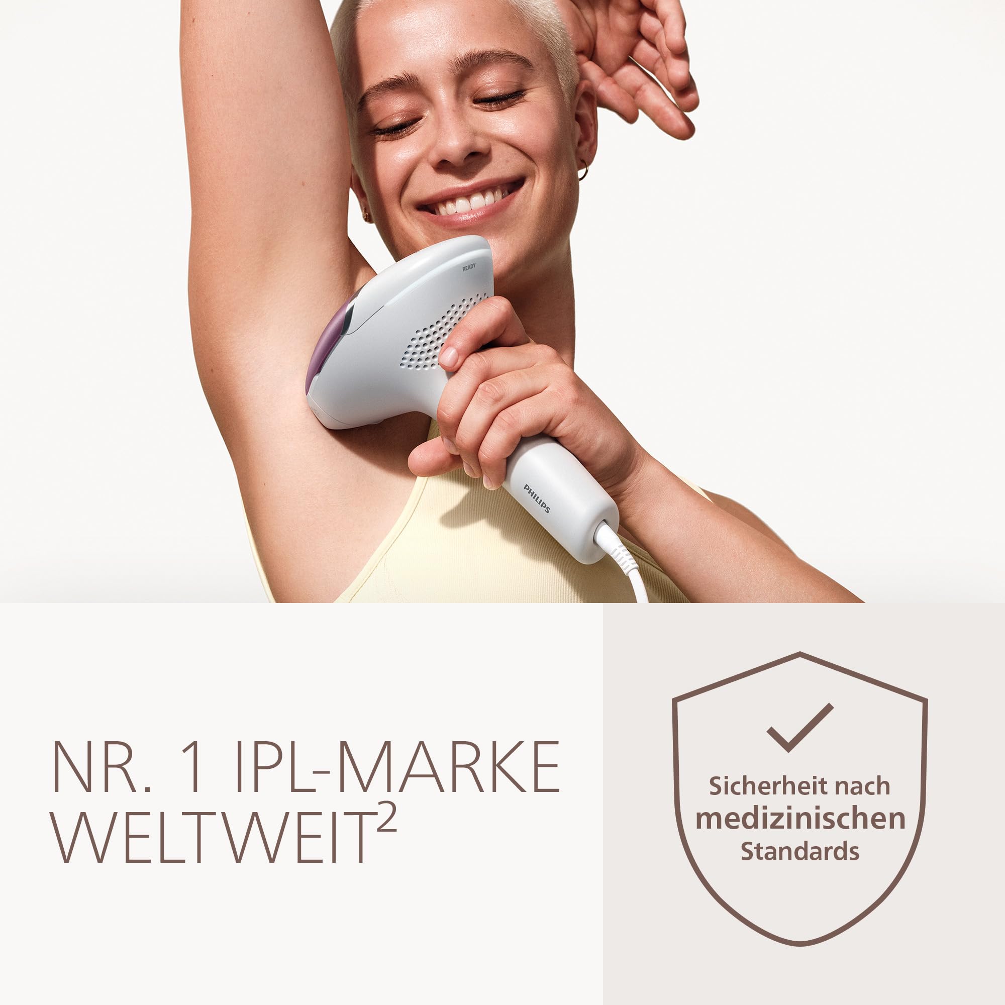 Philips Lumea 8000 IPL-Haarentfernungsgerät - Alternative zur Laser-Behandlung im Salon, einfache Anwendung zu Hause, Sicherheit nach medizinischen Standards, 2 Aufsätze: Körper und Gesicht, BRI934/00