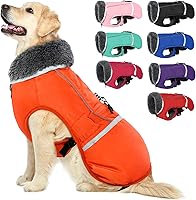 Vista 12 de QBLEEV Abrigo cálido para perro, chaqueta de invierno reflectante, impermeable, resistente al viento, ropa de cuello alto para perro para clima