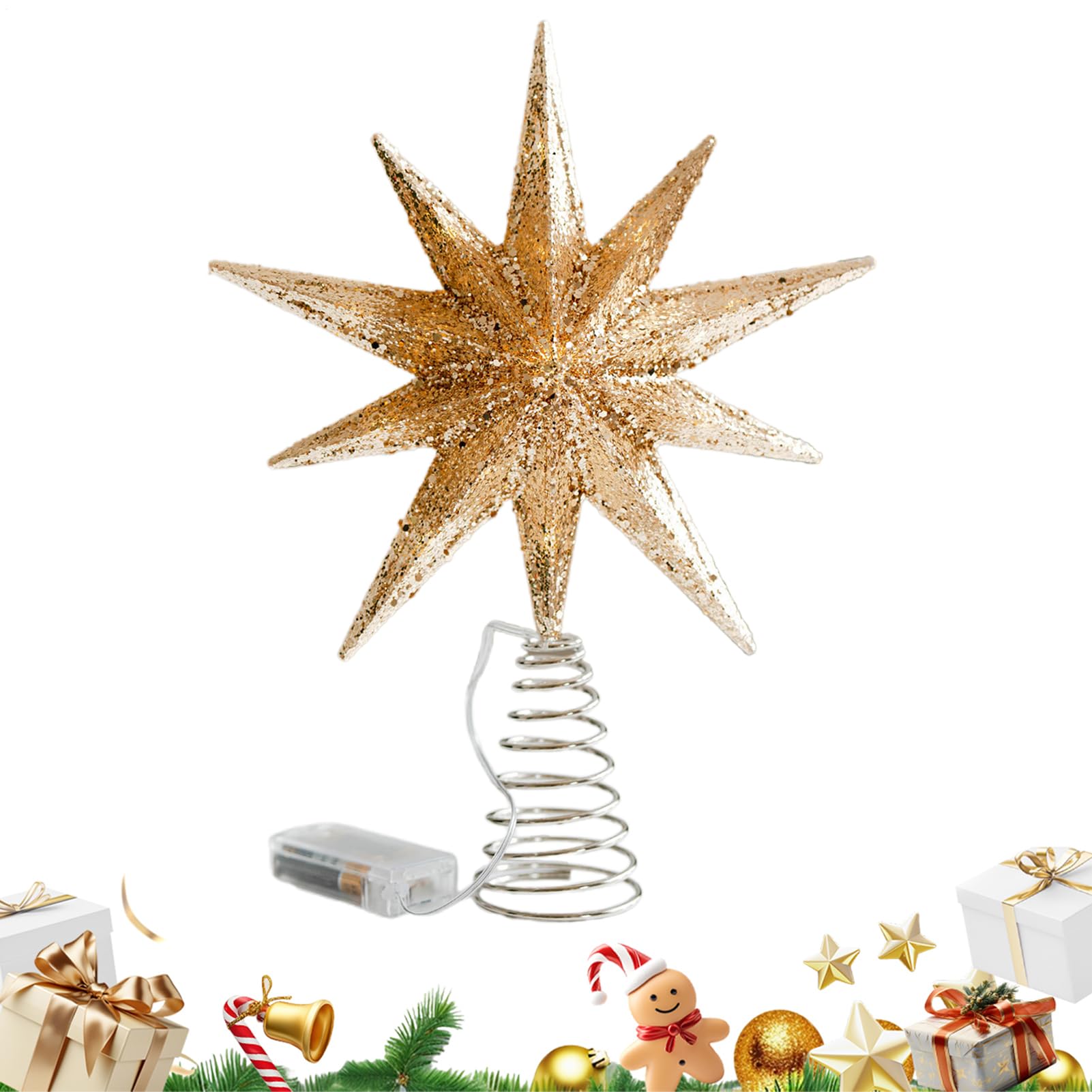 Estrella de cima para árbol de Navidad y adorno de copas para interior de casa