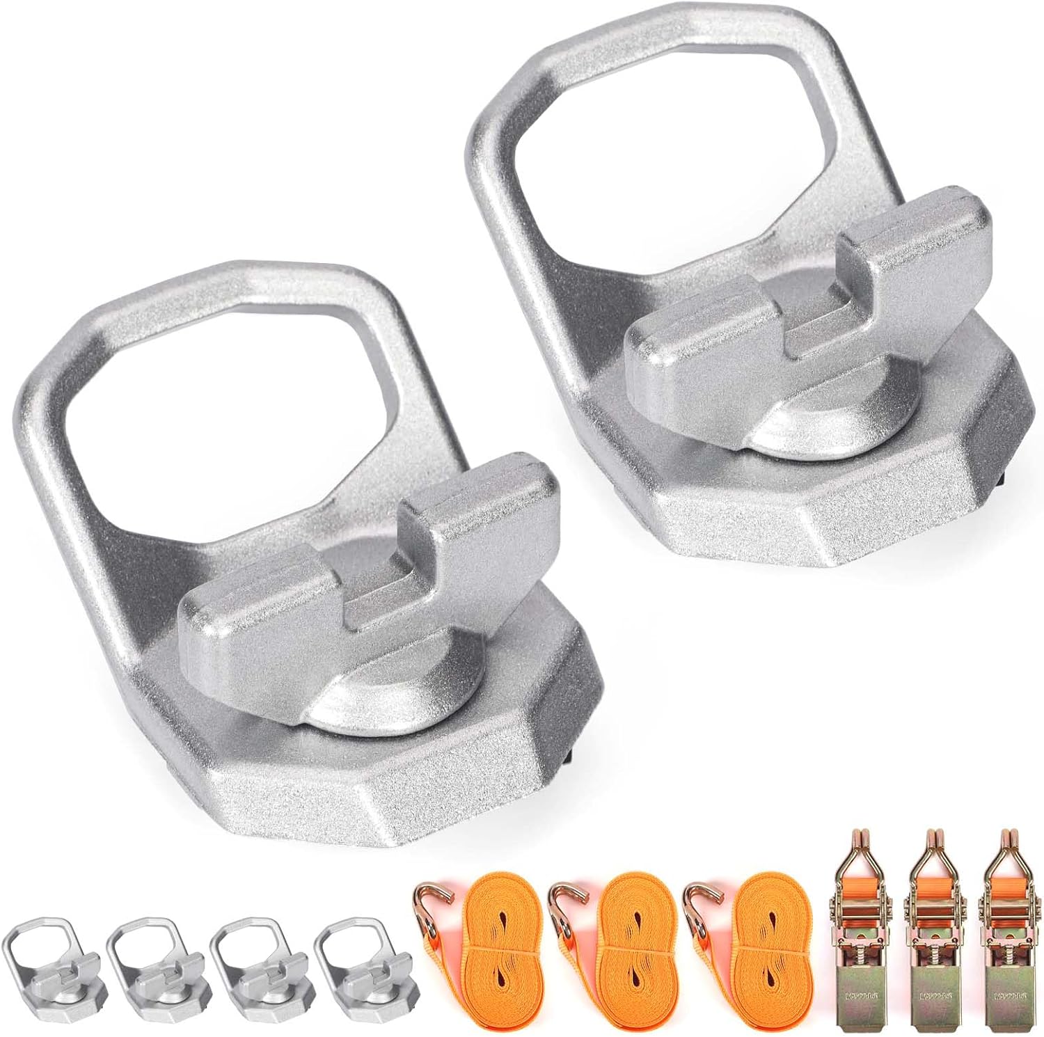 6pcs Lock and Ride Max D-Rings with 16FT Cargo Ratchet Straps Kit, UTV Tie Down Anchor Fit for Polaris Ranger/Crew XD 1500 & Xpedition XP/XP5/ADV/ADV5 2024-2026 Accessories 2890894 2889620