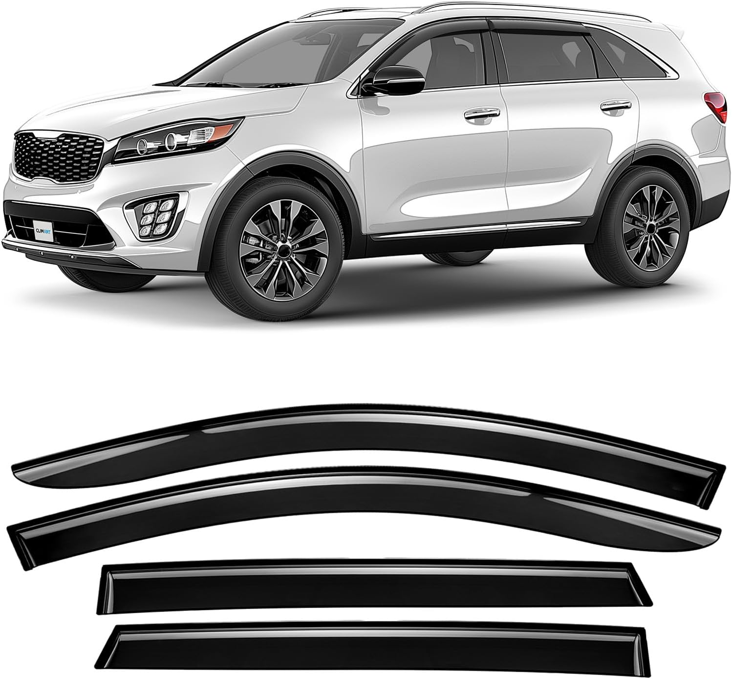 CLIM ART Incredibly Durable Rain Guards for Kia Sorento 2016-2020, Original Tape-on Window Deflectors, Vent Deflector,Window Visors, Car Accessories,4pcs. - 414041