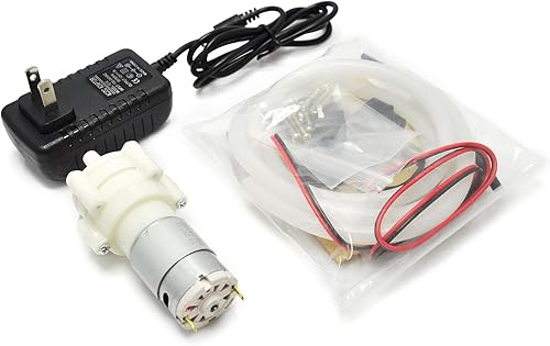 Miniatura 4 de Gikfun R385 Mini bomba de agua motor de tanque de peces con enchufe de 12 V 1 A y tubo de 3.3 ft para bomba de diafragma para peceras, hidroponía y