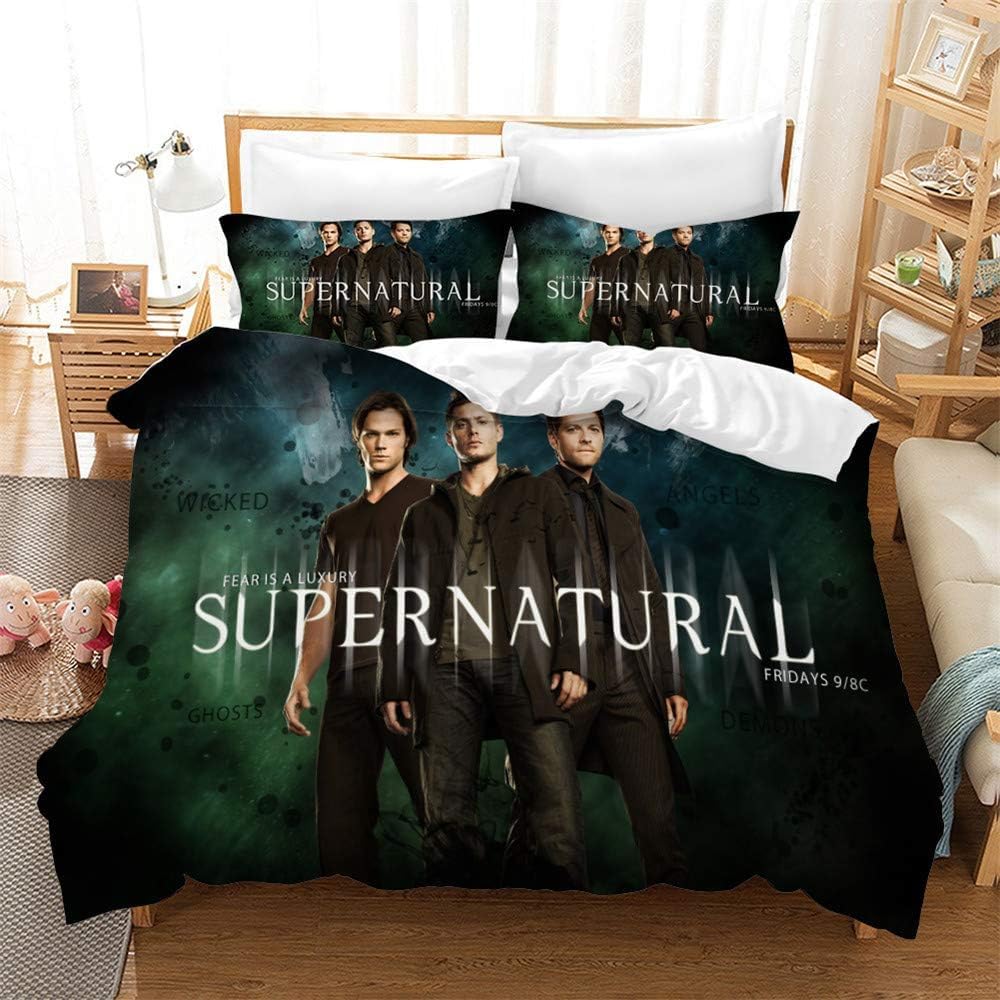 SheYle Supernatural Juego De Ropa De Cama, Funda Nórdica De 135 X 200 Cm Y Funda De Almohada, Microfibra, Para Adolescentes, Ropa De Cama Infantil (A3, 135 X 200 Cm Y 75