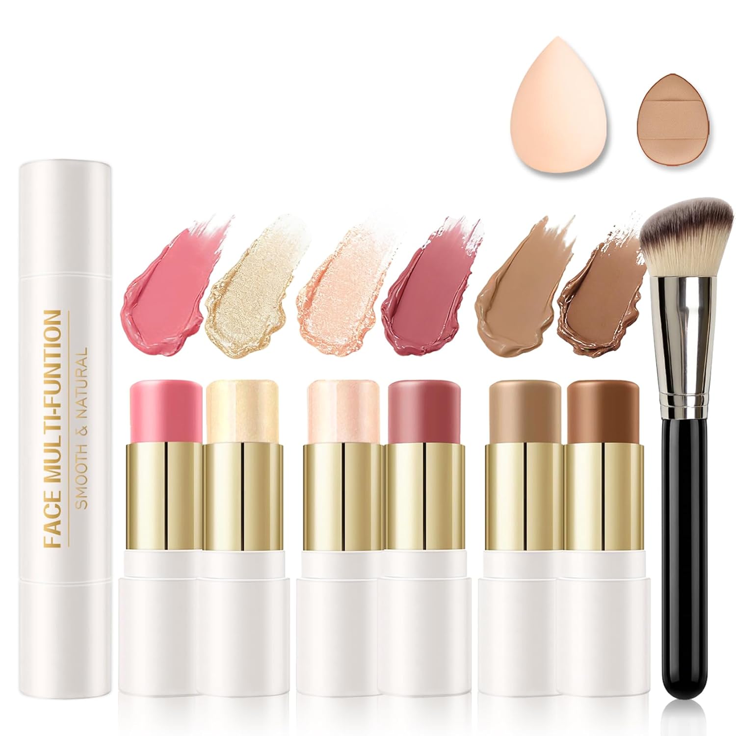 6 Colors Cream Contour Stick Makeup Kit, Double-ended Cream ...