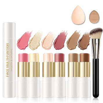 6 Colors Dual-Ended Cream Contour Bronzer Blush Makeup Stick Set A