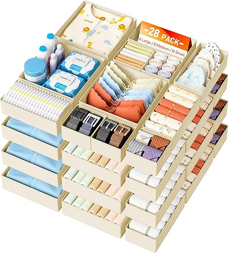 Miniatura 37 de DIMJ Organizador de cajones para ropa, paquete de 15 unidades, organizadores plegables para bebé, organizador de almacenamiento y cómoda para