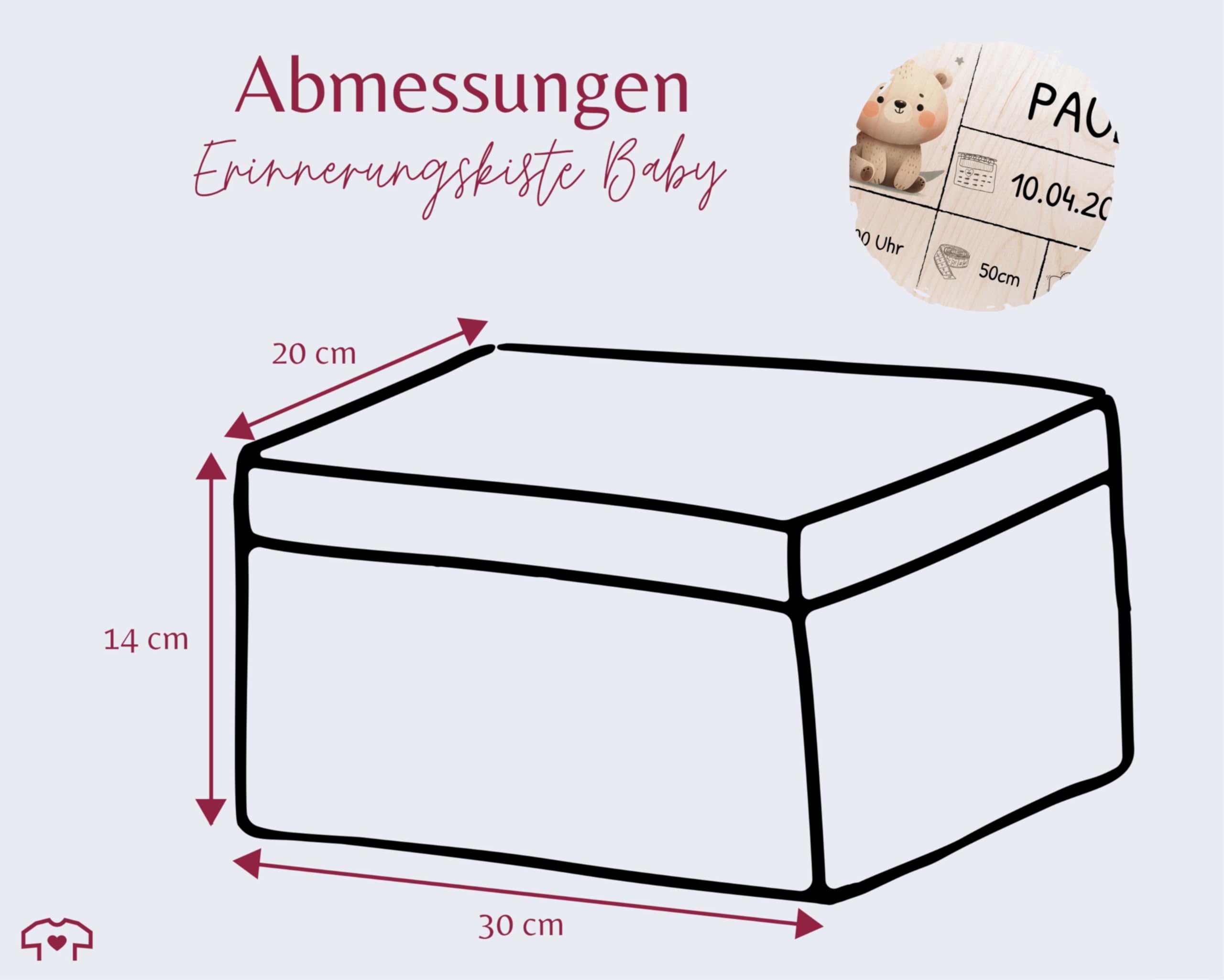 Holz Geschenkbox - Holzkiste zur Geburt Baby Personalisierte mit Bär | Baby Erinnerungsbox | Geschenk zur Geburt - 30 x 20 x 14 - Holz - kiste newborn babybox name bear box