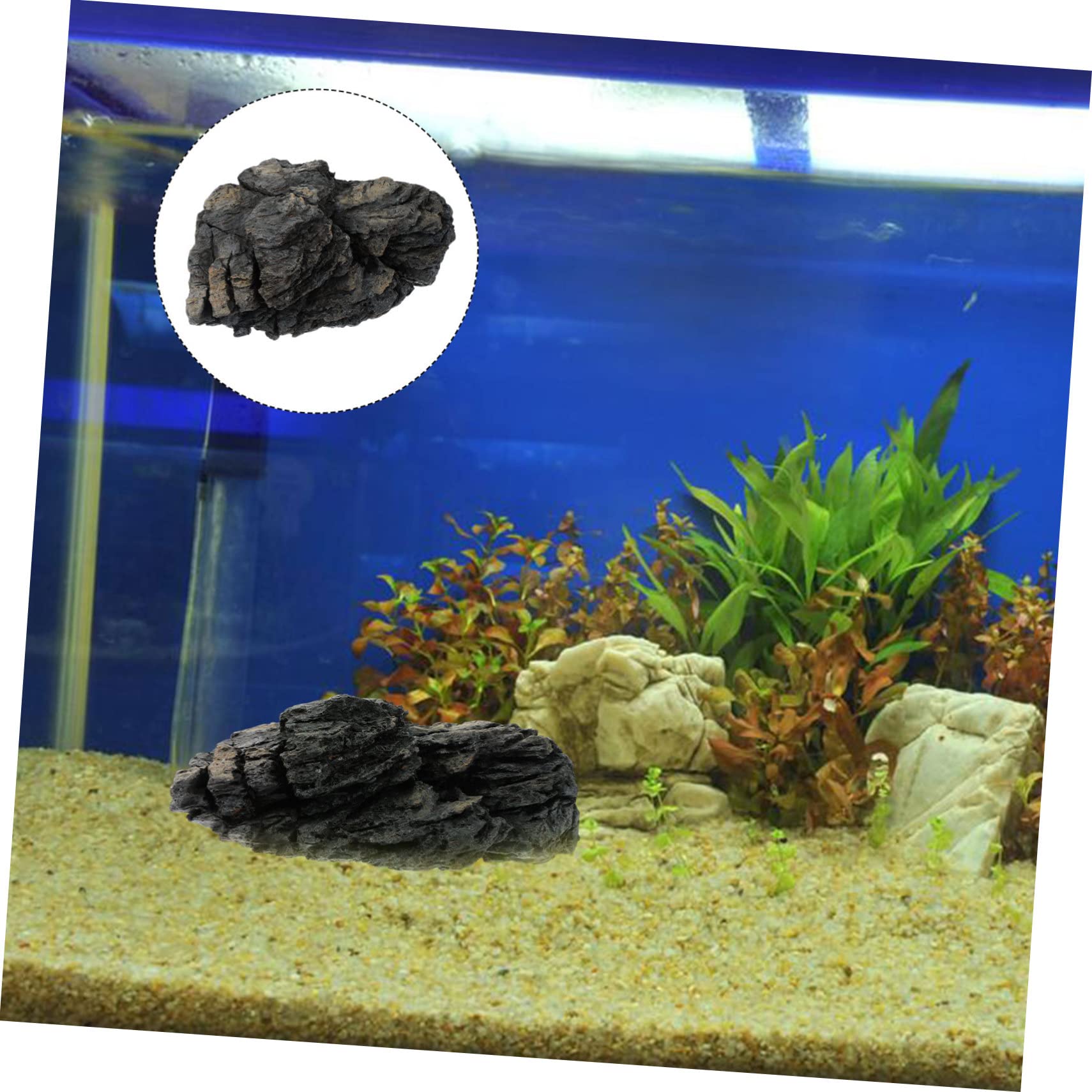 Pietra Decorativa per Acquario in Resina Nera dal Look Naturale | Ornamento Realistico per Vasche, Adatto anche Esposizioni Bonsai, Finitura Sicura Stile Casuale
