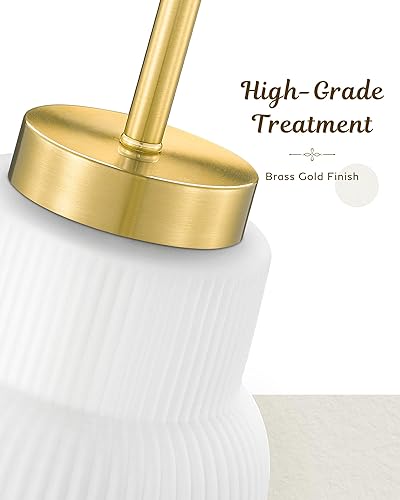 Miniatura 2 de FEMILA Lámpara colgante de oro cepillado con pantalla de vidrio de leche, moderna lámpara colgante para isla de cocina, comedor, bar, enchufe E26,