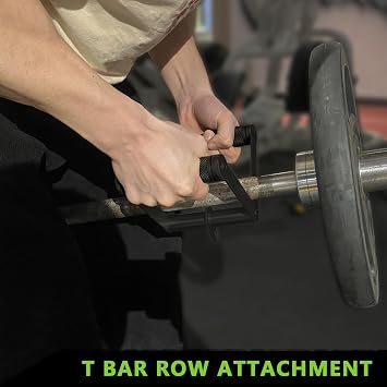 Double D Row Handle Cable Attachment for Weight Workout, Steel with Non-Slip Rubber Grip (Black)