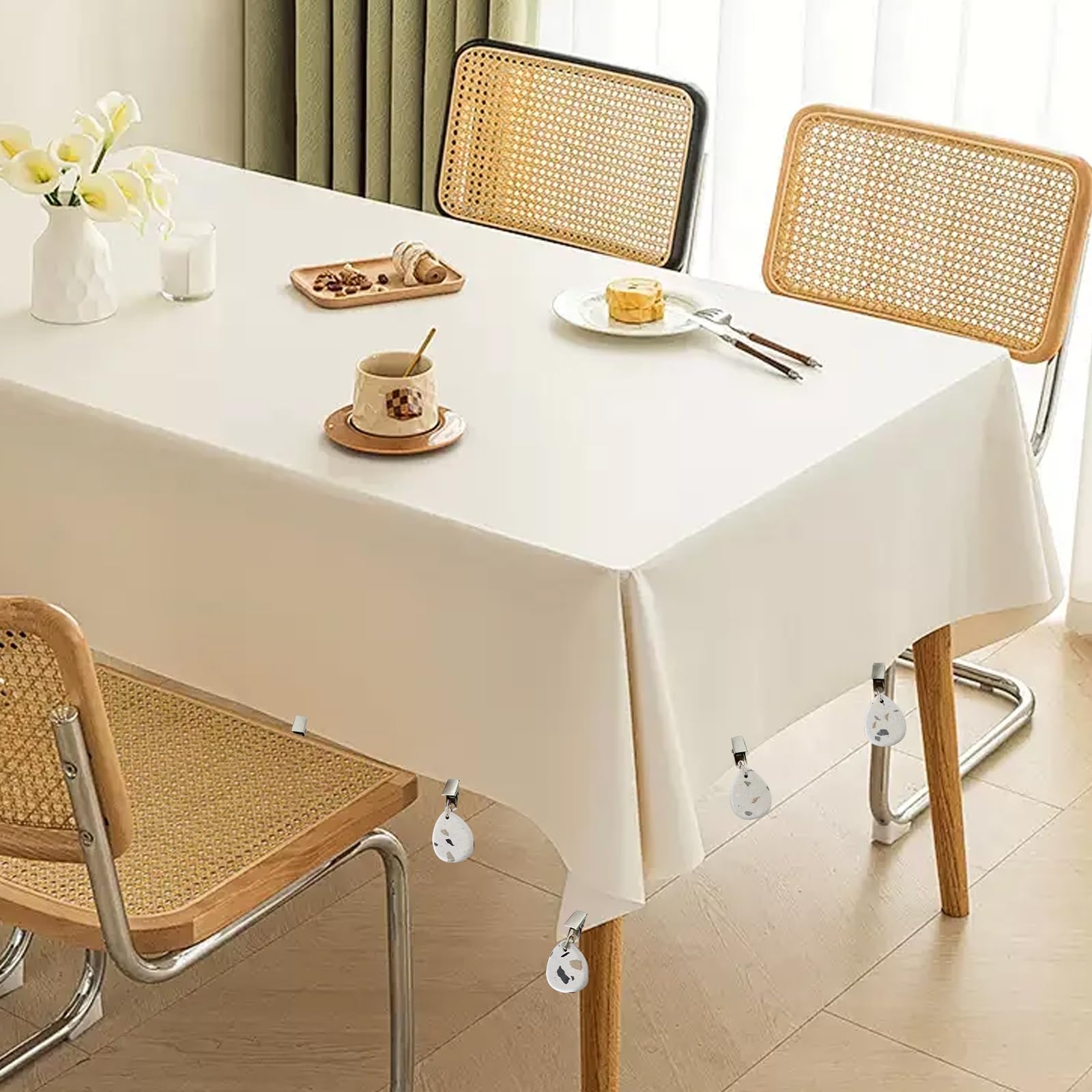 Lot De 8 Poids Pour Nappe En Pierre Naturelle – Pinces En Métal, Design Goutte D'eau, Anti-vent - 2