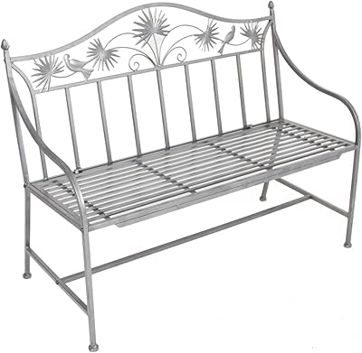 Amazon De Garten Sitz Bank Eisen Sitz Gelegenheit Aussen Balkon 2 Sitzer Pulverbeschichtet Silber Harms 950363