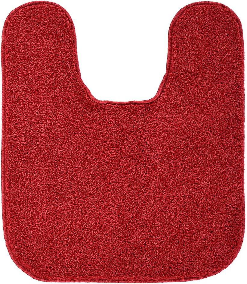 Garland Rug Gramercy Washable Bath Rug – Soft, Plush, Absorbent, Quick-Dry, Durable, 4 Piece Rug Set (Contour Rug, 17"X24", 20"X34", 22"X60" Bath Rugs), Classic Red