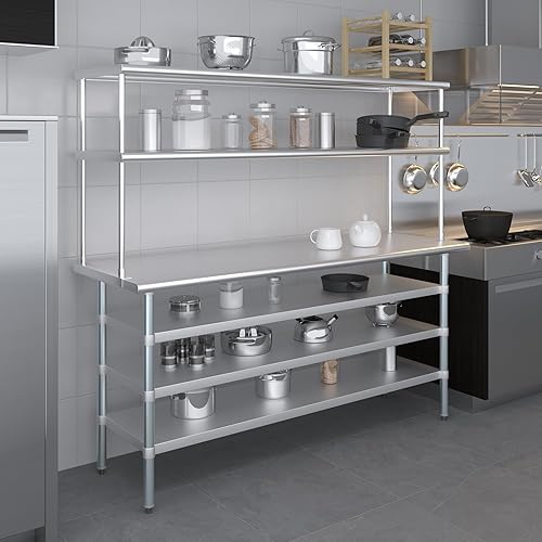 Vista 46 de AmGood Estante Doble Acero Inoxidable NSF - Muchos (30" Largo x 18" Profundo)