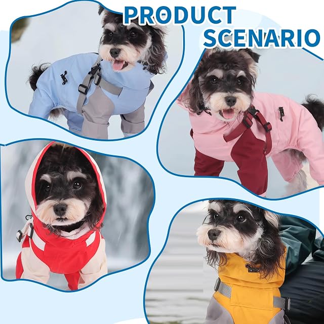 Foto 7 de 7 de PETCUTE Chubasquero Impermeables para Perros con Arnés Integrado y Capucha Extraíble,Ajustable Abrigos…