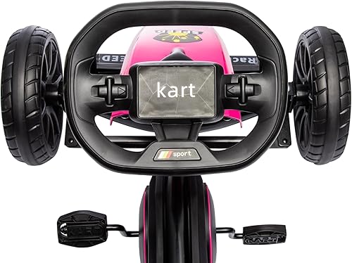 Miniatura 9 de Aosom Go Kart con pedal para niños, juguetes para montar al aire libre con eje oscilante, asiento ajustable, freno de mano, 4 ruedas que absorben