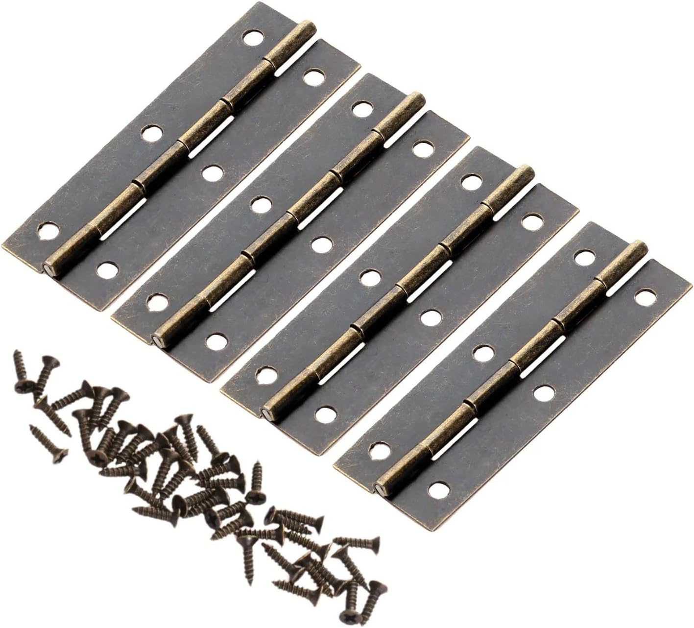 8Pcs Folding Butt Hinges Antique Bronze Metal Hinge for Doors Windows Furniture Cabinet Cupboard Wood Boxes with Screws 60x20mm