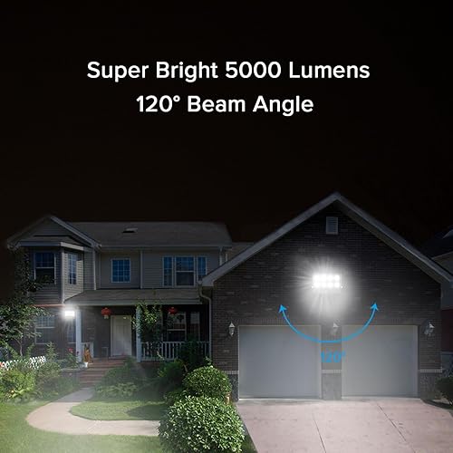 Vista 3 de Luz de inundación LED para exteriores de 350 W, equivalente a 5000 lúmenes, luz de seguridad súper brillante, luz de trabajo LED, luz de día de 5700
