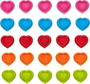 Silicone Tattoo Ink Caps with Non-Slip Base | 50-Pack Heart-Shaped Design | Reusable Pigment Cups for Tattoo Artists, Studios & Beginners 5 Colour Set