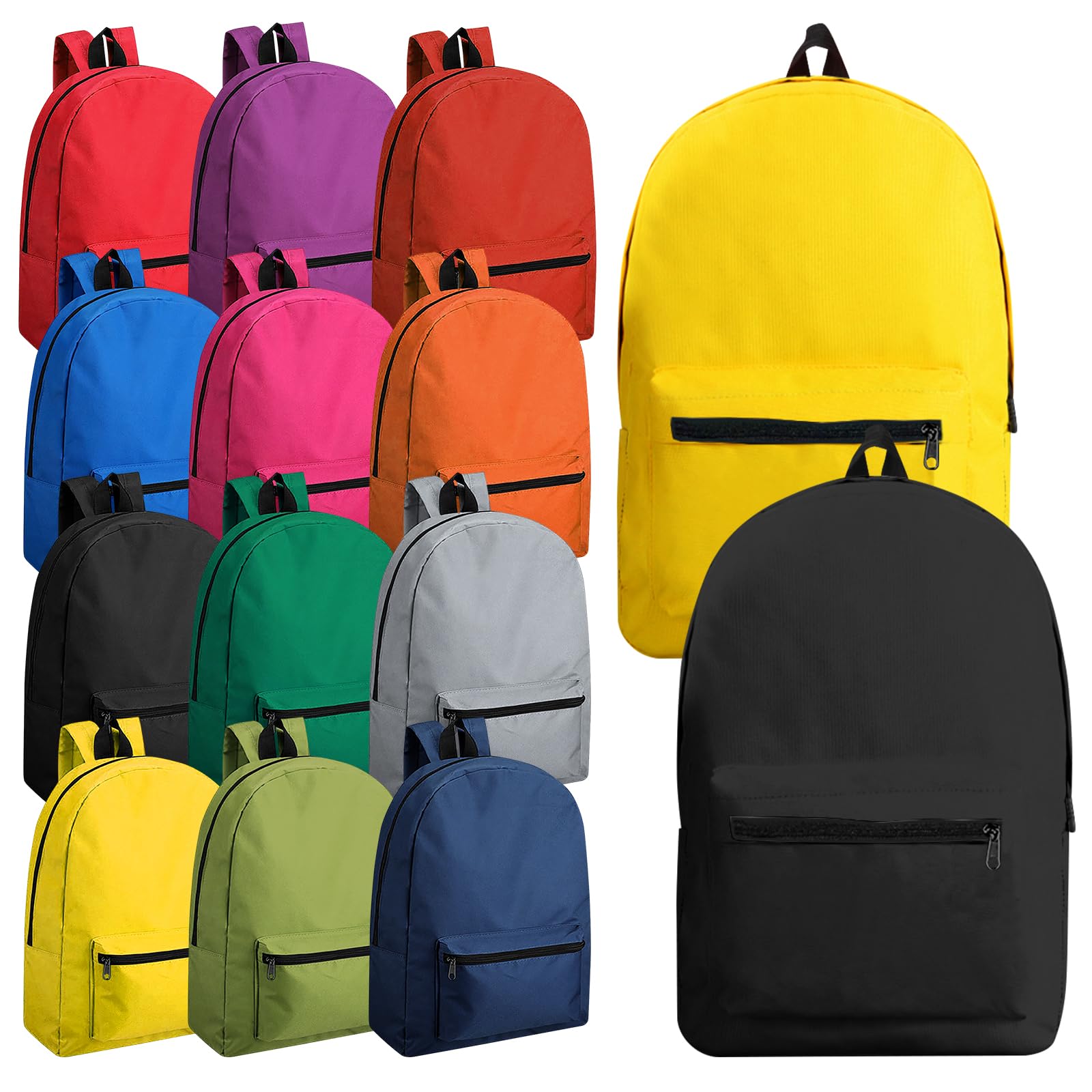 qozabualy 24 Pack Bulk Backpacks, Solid Color School Backpack- Student Back to School Supplies, Classic Assorted Colors Lightweight Bookbags for