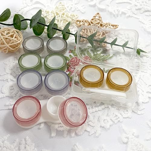 Miniatura 3 de Fundas para lentes de contacto, colorido soporte para lentes de contacto, estuche de contacto transparente, mini lente de contacto portátil para