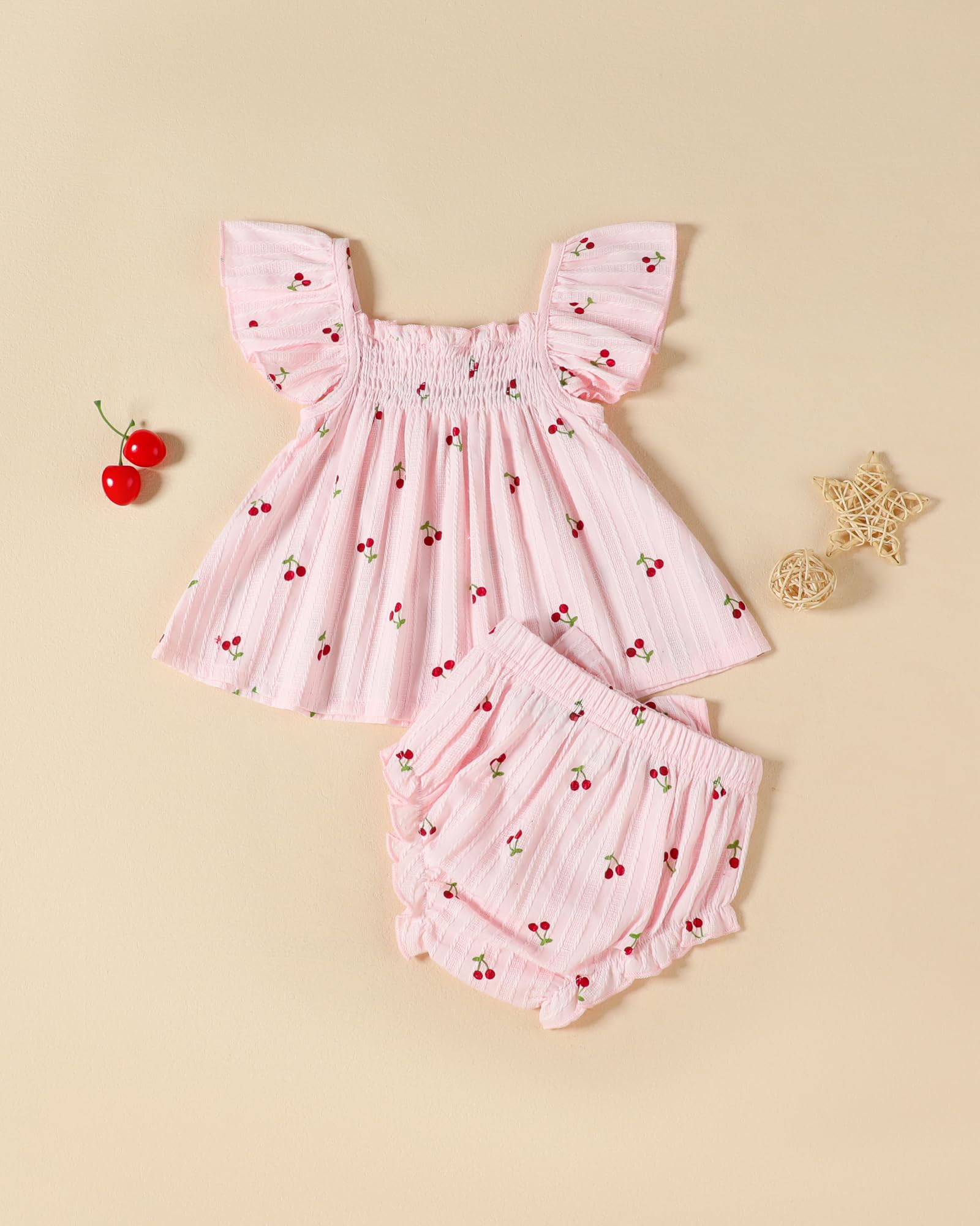FAMIHAO Sister Matching Outfits Toddler Baby Girl Summer Clothes Ruffle Tops with Bow Bloomers Shorts Set - 4