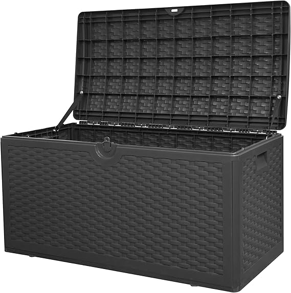 80GAL storage box - black,Suitable for outdoor cushions, pillows, garden tools, and pool supplies in courtyards