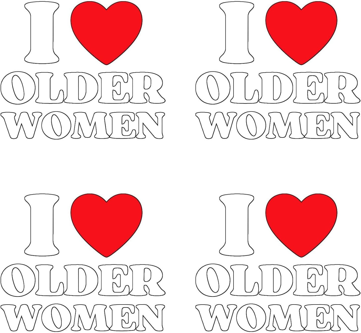 I Love Older Women アイロン接着ワッペン Tシャツ用 4個