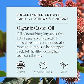 Sky Organics - Castor Oil Organic - Volumizing Hair Oil - Scalp, Lashes, Brows - Pure Castor Oil Cold Pressed - Natural Conditioner - Omega Fatty Acids, Vegan - Beauty, Hair,16oz, 2 Pack w Ebook