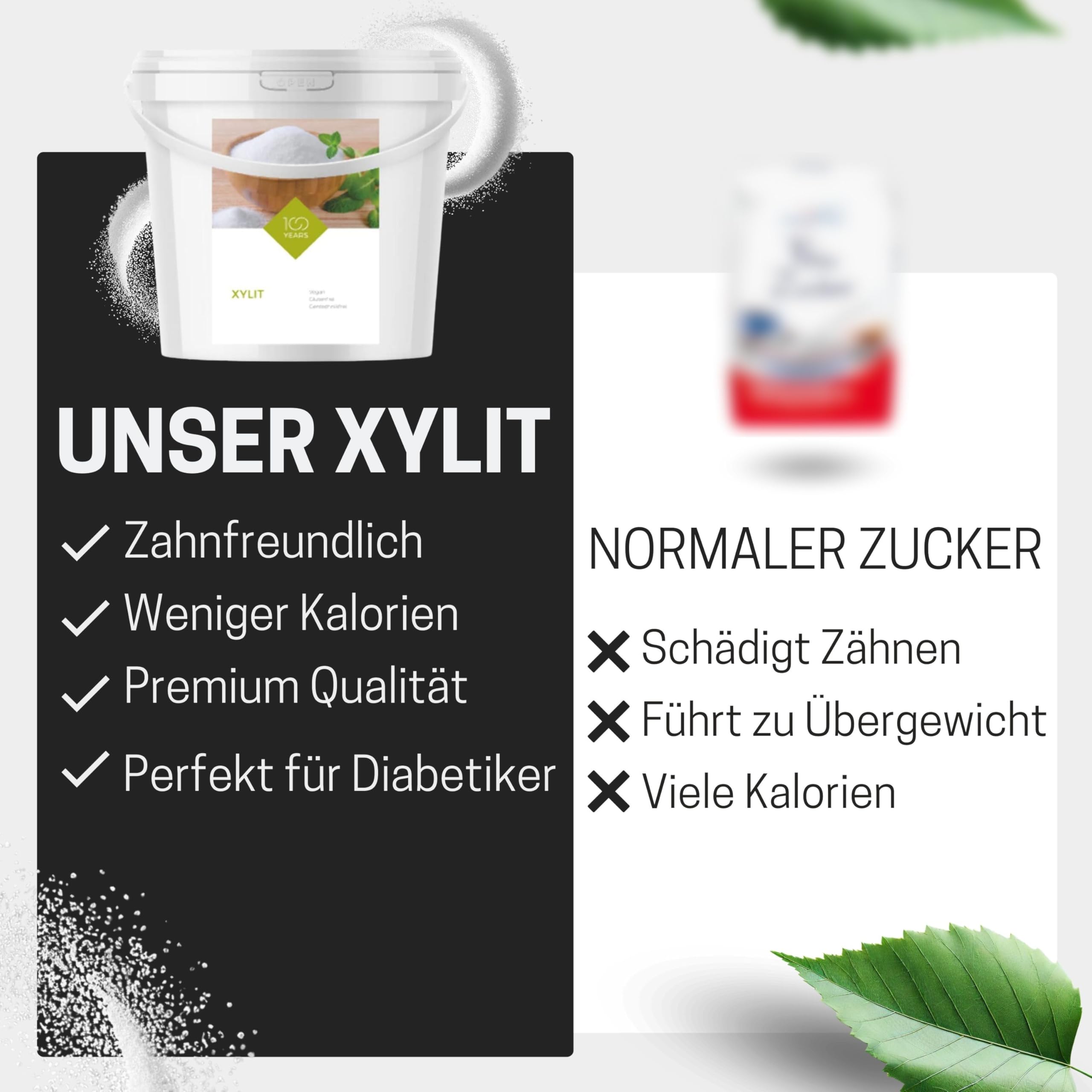 Xylit Zucker 5 kg - 100% Birkenzucker - Zuckerersatz, Zuckeralternative - Kalorienarm, leicht löslich