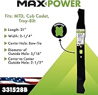 Vista 2 de Maxpower 331528B - Cuchilla para cortar para MTD/Cub Cadet/Troy-Bilt de 21 pulgadas, sustituye a 742-0741, 942-0741, CMXGZAM100067