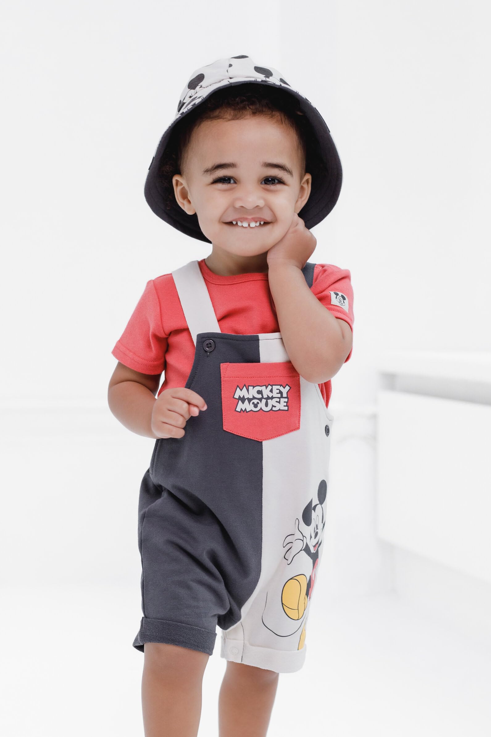 Disney Mickey Mouse Baby French Terry Shortalls Kurzarm T-Shirt & Mütze Set