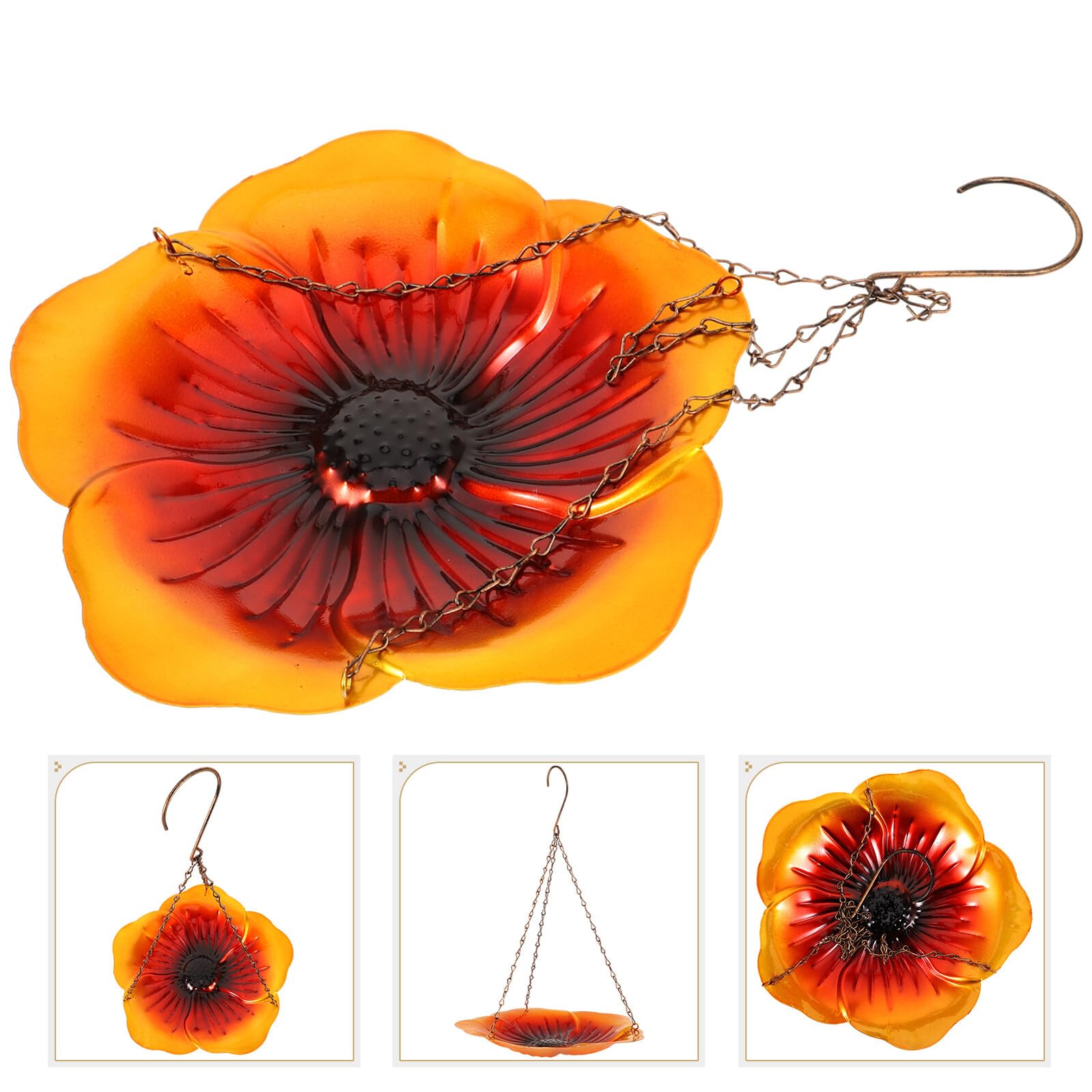 SHINEOFI Mangiatoia Uccellini Esterno in Metallo Forma di Fiore Appendibile con Gancio per Giardino e Cortile Decorazione Tradizionale Resistente e Facile da Pulire per Alimentazione
