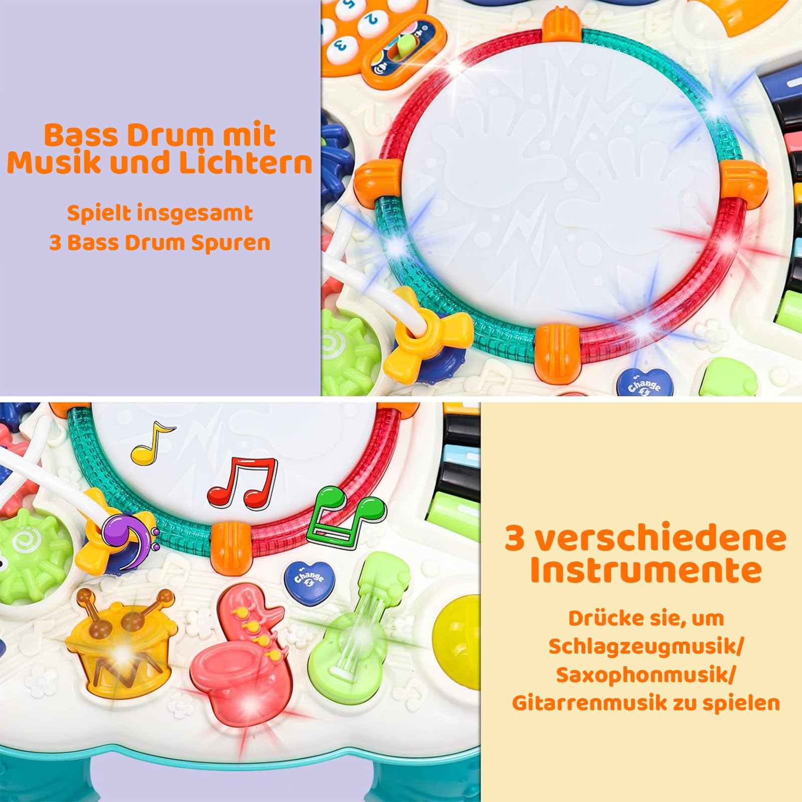 Spielzeug ab 1 Jahr - Baby Spielzeug Spieltisch 6 in 1 Musikspielzeug - Kinderspielzeug & Spielsachen ab 9 Monate - Geschenk zum 1. Geburtstag Junge Mädchen - Baby DJ Pult Activity Tisch Weihnachten