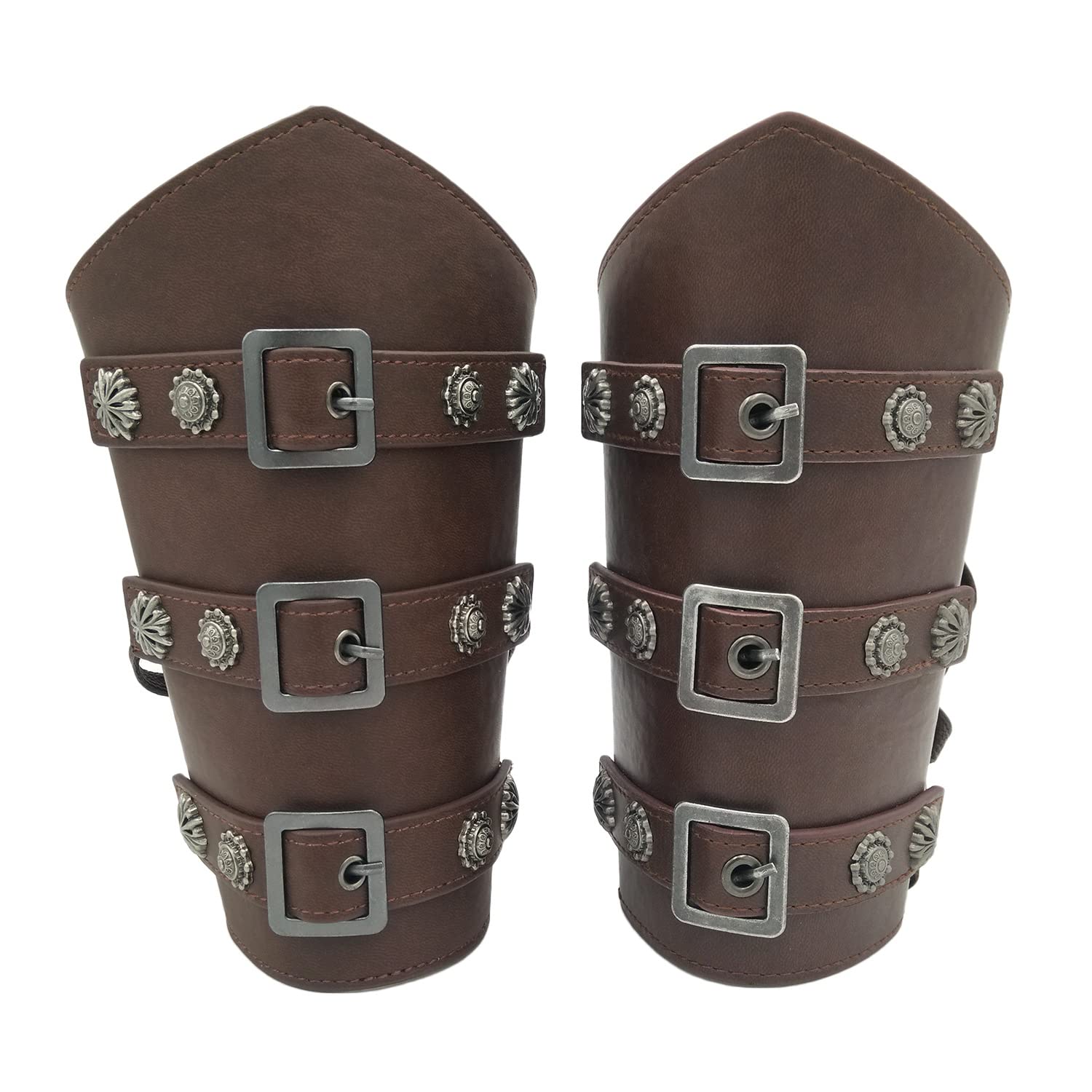 Jilijia Medieval Retro Knight Armor Wristband Cosplay Stage Costume Props PU Leather Renaissance Viking Costume for Cosplay