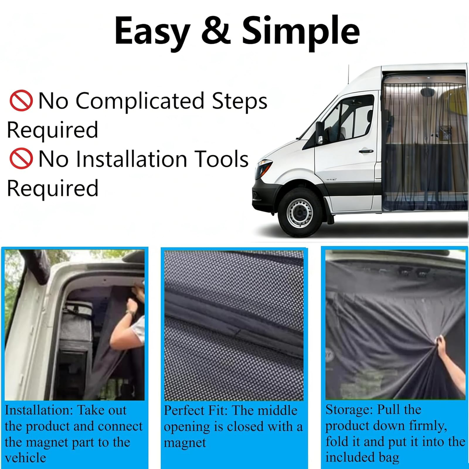 Moustiquaire de porte coulissante de voiture pour Mercedes-Benz V-Class/Viano W638 W639 Vito W447, porte latérale magnétique, protection solaire, moustiquaire anti-moustique, porte latérale