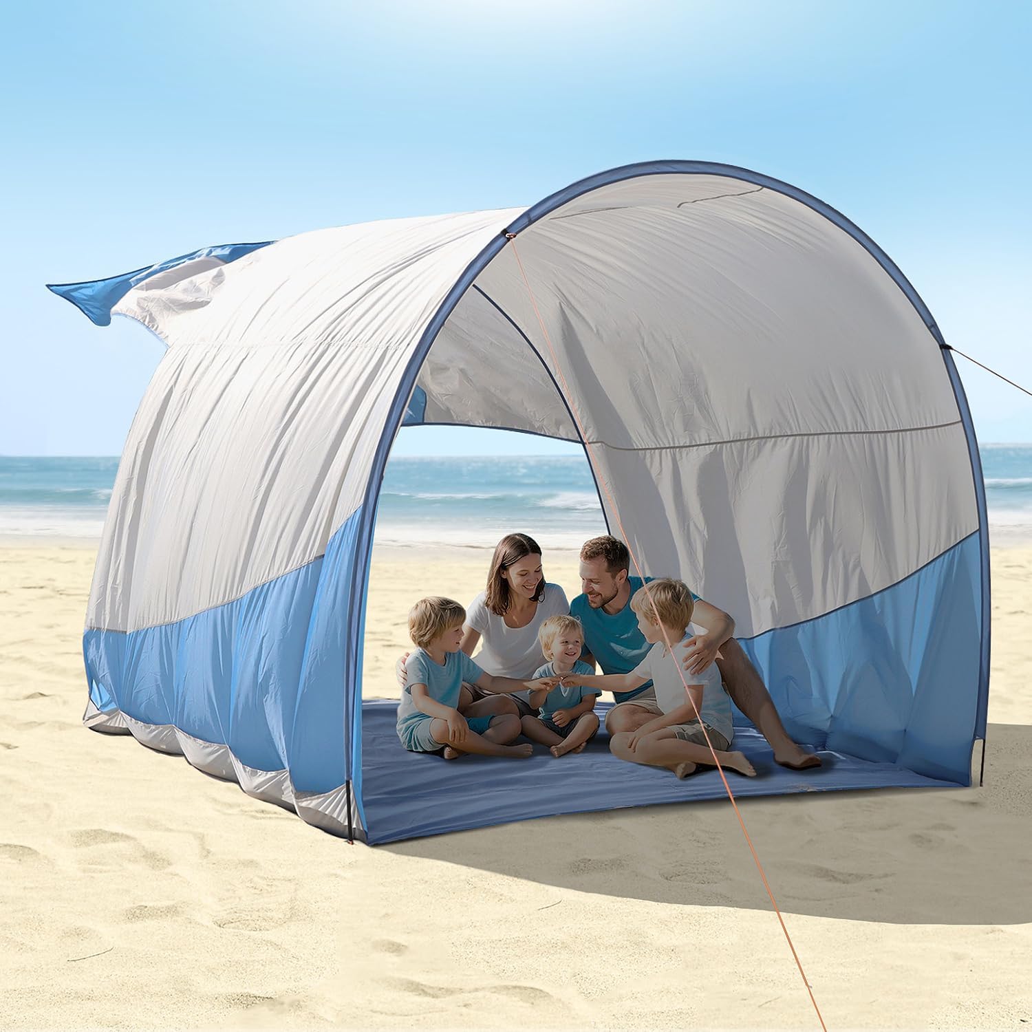 Beach Shade, The Classic Wind-Supported Beach Canopy with UPF 50+ Protection, 7.5ft Tall, Portable & Easy Setup Beach Sun Shelter for 3-6 People