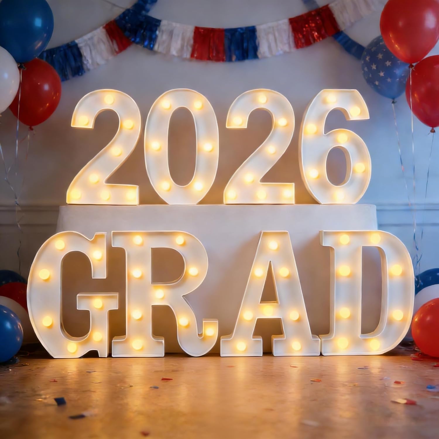 2026 Graduation LED Marquee Letter Lights - 8 Pack 2026 Grad Light Up Decor, Warm White for Senior School/College Grad Party, Mantel Wall Tabletop Decoration & Photo Props