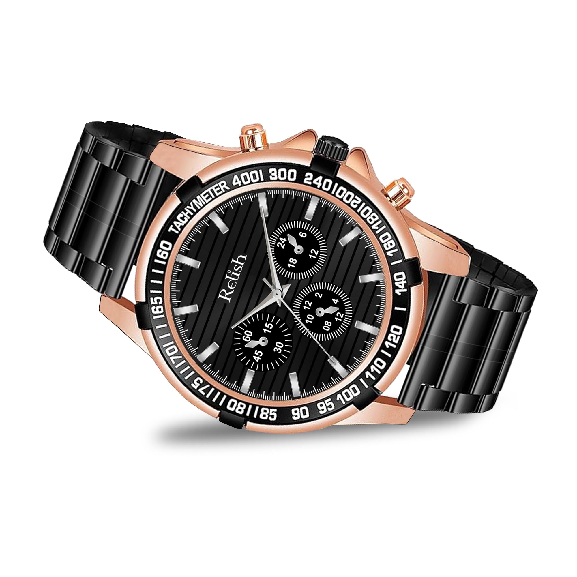 Relish Rosegold Case Black Stainless Steel Chain Analog Watch for Mens (B0D29DCZ8M) Amazon Price History, Amazon Price Tracker
