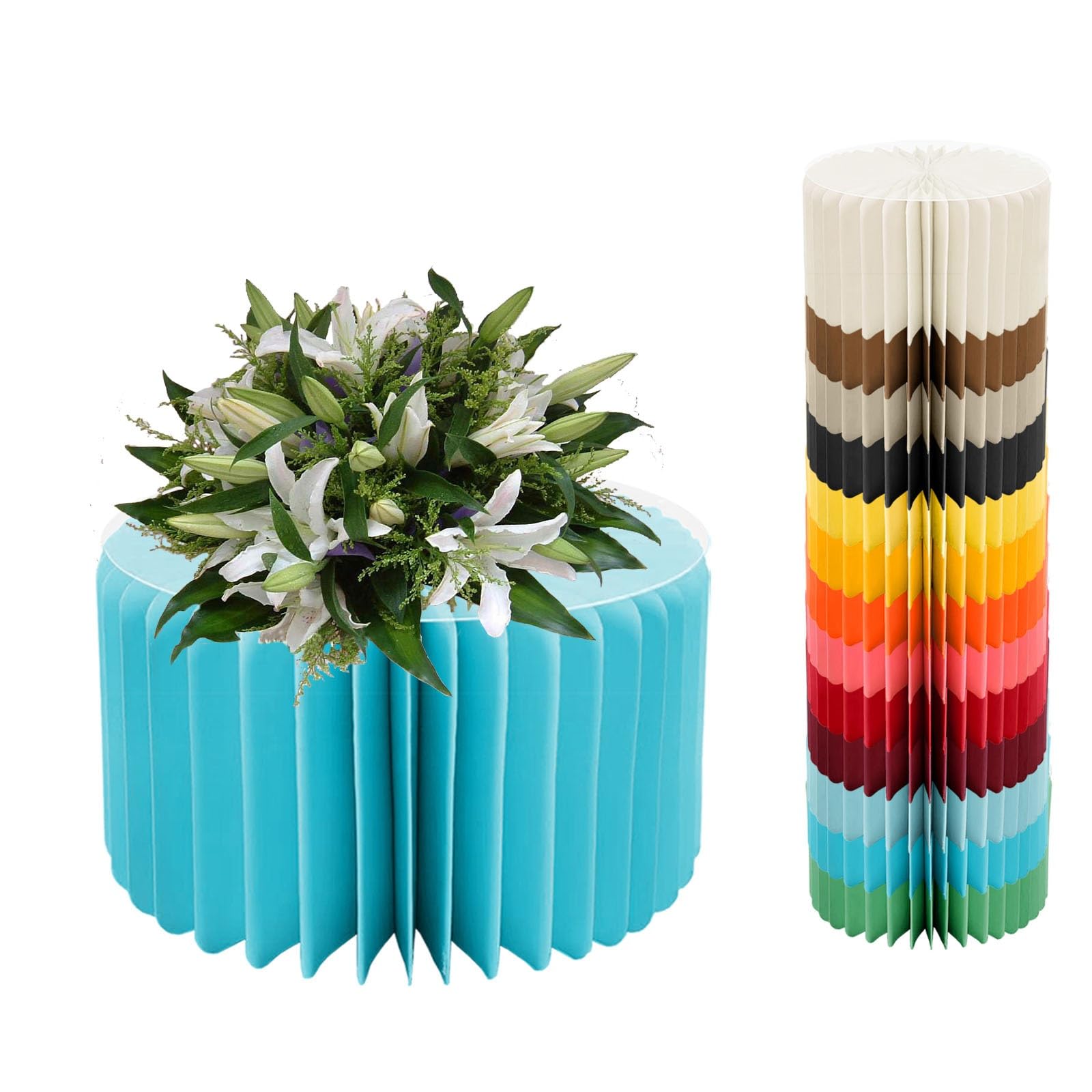YTBHSHXZ plinth， Foldable Cardboard Cylinder Pedestal Cake Stand Multicolor 20-100cm(Blue,H 20cm/7.9in)