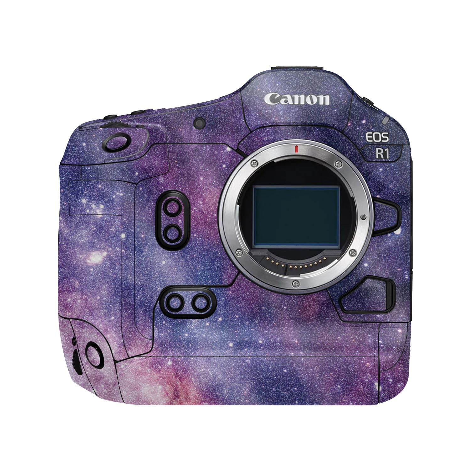 Glossy Glitter Camera Skin Compatible with Canon EOS R1 (2024) - Violet Stars - Premium 3M Vinyl Protective Wrap Decal Cover - Easy to Apply | Crafted in the USA by MightySkins