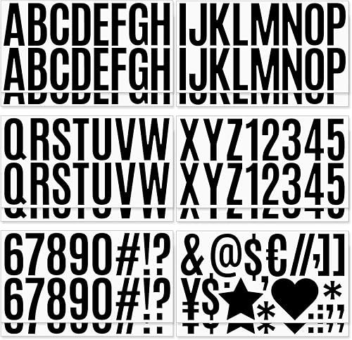 12 hojas de calcomanías de letras, kit de números de letras de vinilo autoadhesivas de 2.5 pulgadas, calcomanías negras para buzón de correo, aula,